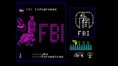 capture d'écran du jeu FBI pour thomson TO8 réalisée avec l'émulateur MAME