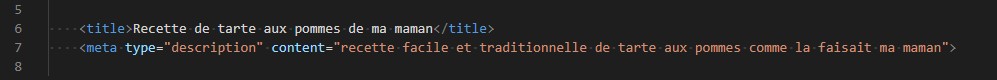 exemple de balise meta description dans un code source en html
