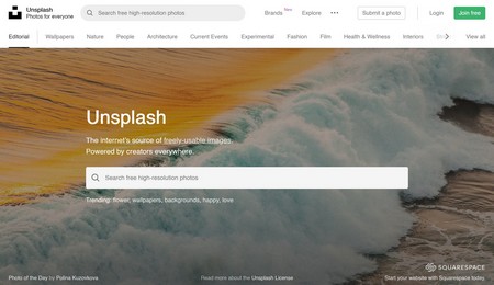 capture d'écran de la banque d'images gratuites Unsplash