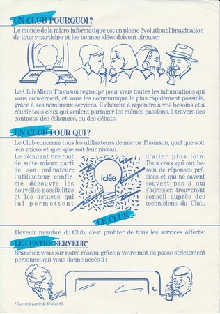 Page 2 du document de présentation du Club Micro Thomson dans les années 80