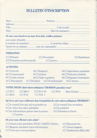 Page 4 du document de présentation du Club Micro Thomson dans les années 80