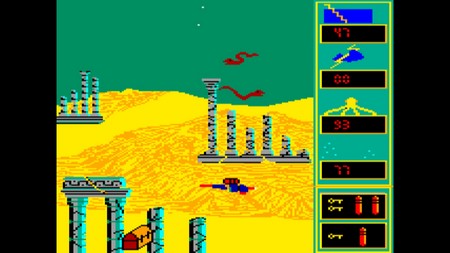 capture d'écran du jeu Aquanaute pour thomson TO8 réalisée avec MESS