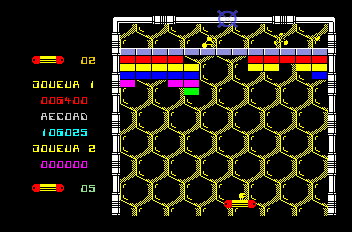 capture d'écran du jeu Arkanoïd pour thomson TO8 réalisée avec  l'émulateur MESS