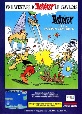Une publicité pour le jeu Asterix et la potion magique parue dans la reveueTILT de janvier 1987