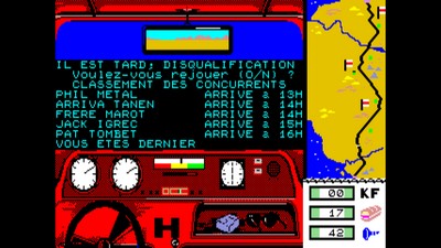 capture d'écran du jeu Dakar 4x4 pour thomson TO8 réalisée l'émulateur avec MAME