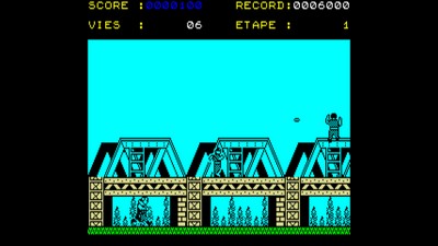 Capture d'écran du jeu Green Beret pour ordinateur Thomson TO8 réalisée avec l'émulateur MAME
