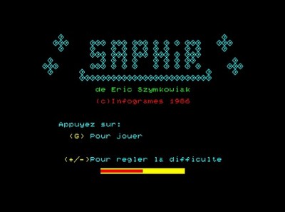 Capture d'écran du jeu Saphir pour ordinateur TO8 réalisée avec l'émulateur MAME