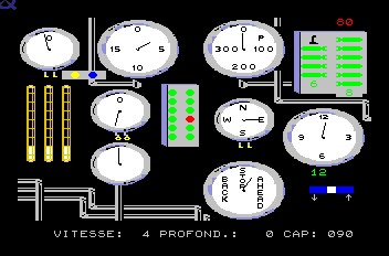 Capture d'écran du jeu Silent Service pour ordinateur TO8 réalisée avec MAME